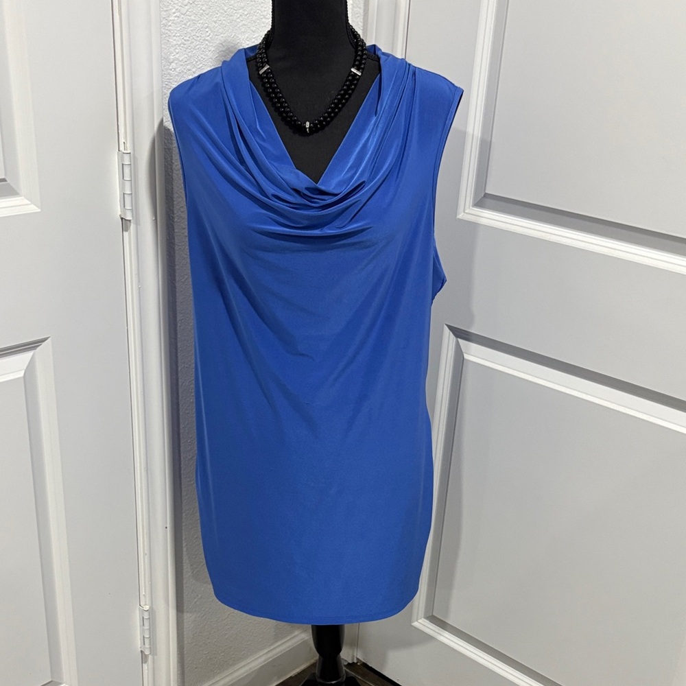 Dana Buchman Royal Blue Cowl Neck Blouse